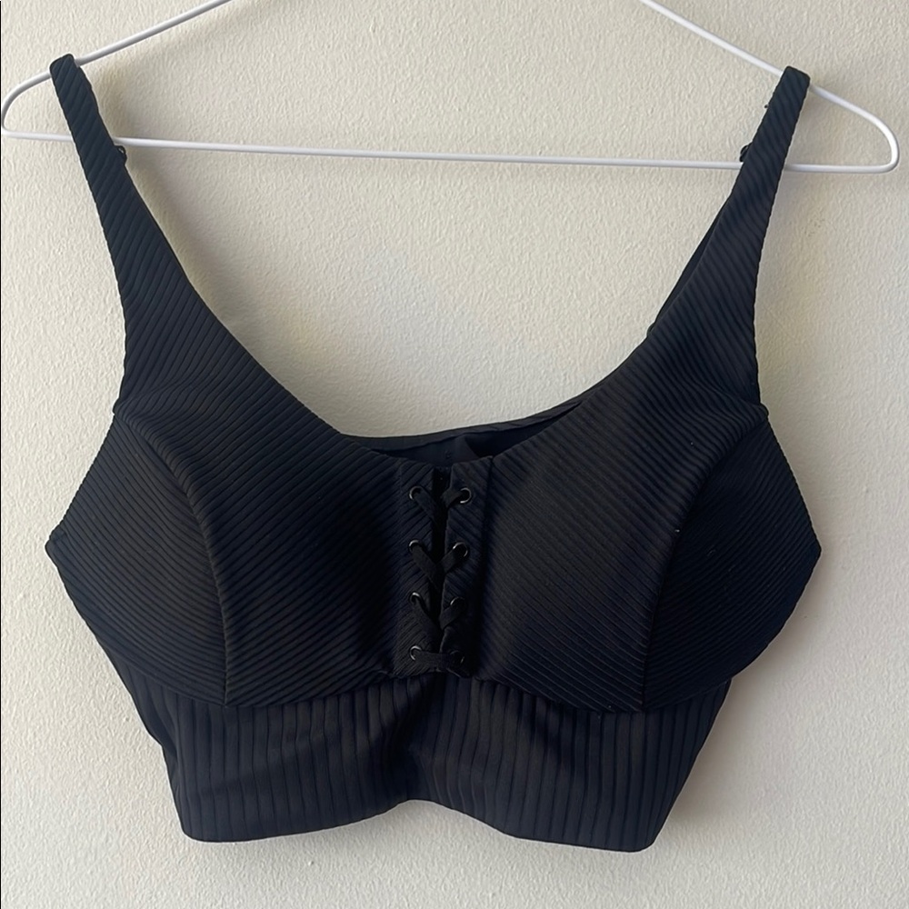 Victoria Secret Black Ribbed work out Top